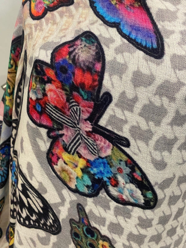 Flora Butterfly 100% Cashmere Julian Scarf /Wrap
