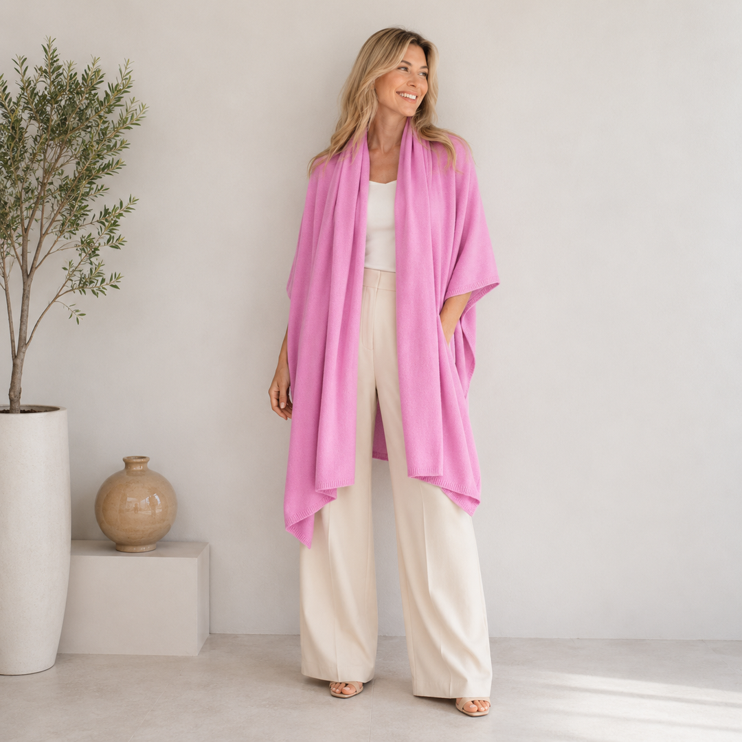 Pink Hot Julian 100% Cashmere 2 Ply Extra large Travel Wrap