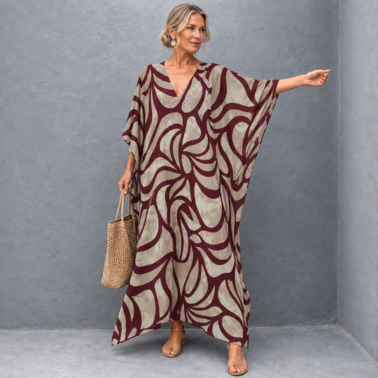 Maya Bohemian Merlot Premium Rayon kaftan - Sizes Available AU 14-32
