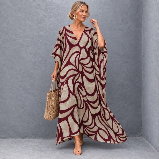 Maya Bohemian Merlot Premium Rayon kaftan - Sizes Available AU 14-32