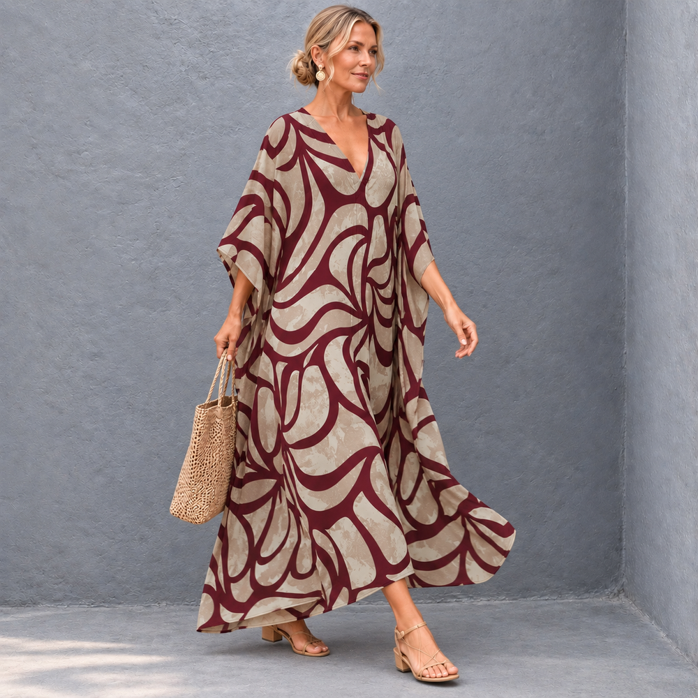 Maya Bohemian Merlot Premium Rayon kaftan - Sizes Available AU 14-32