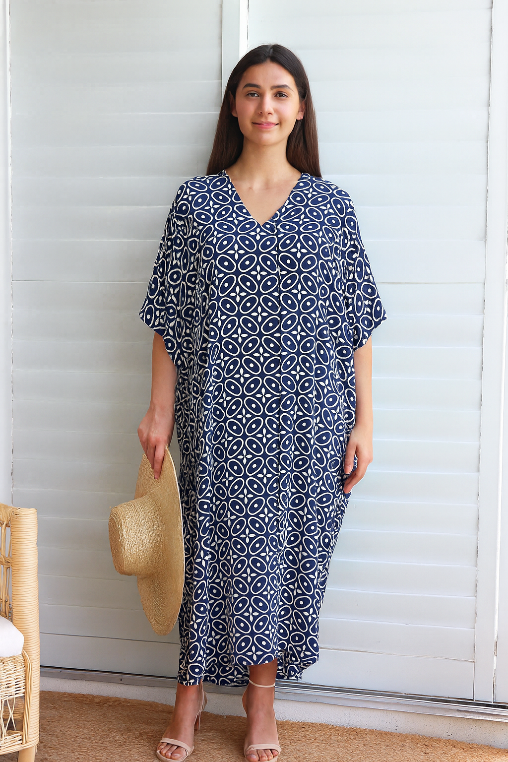 Maya Long Kaftan Navy Links-OFSA AU 12-26