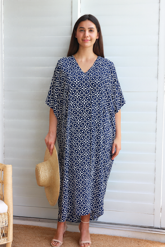 Maya Long Kaftan Navy Links-OFSA AU 12-26