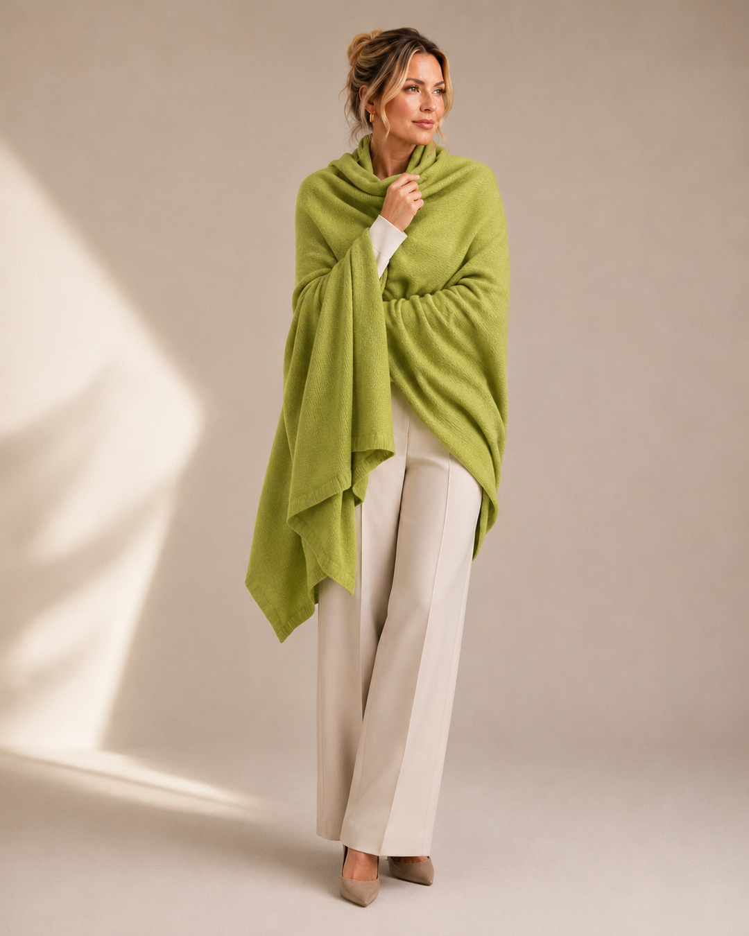 Sage/ Pistachio Green Julian Cashmere Travel Wrap