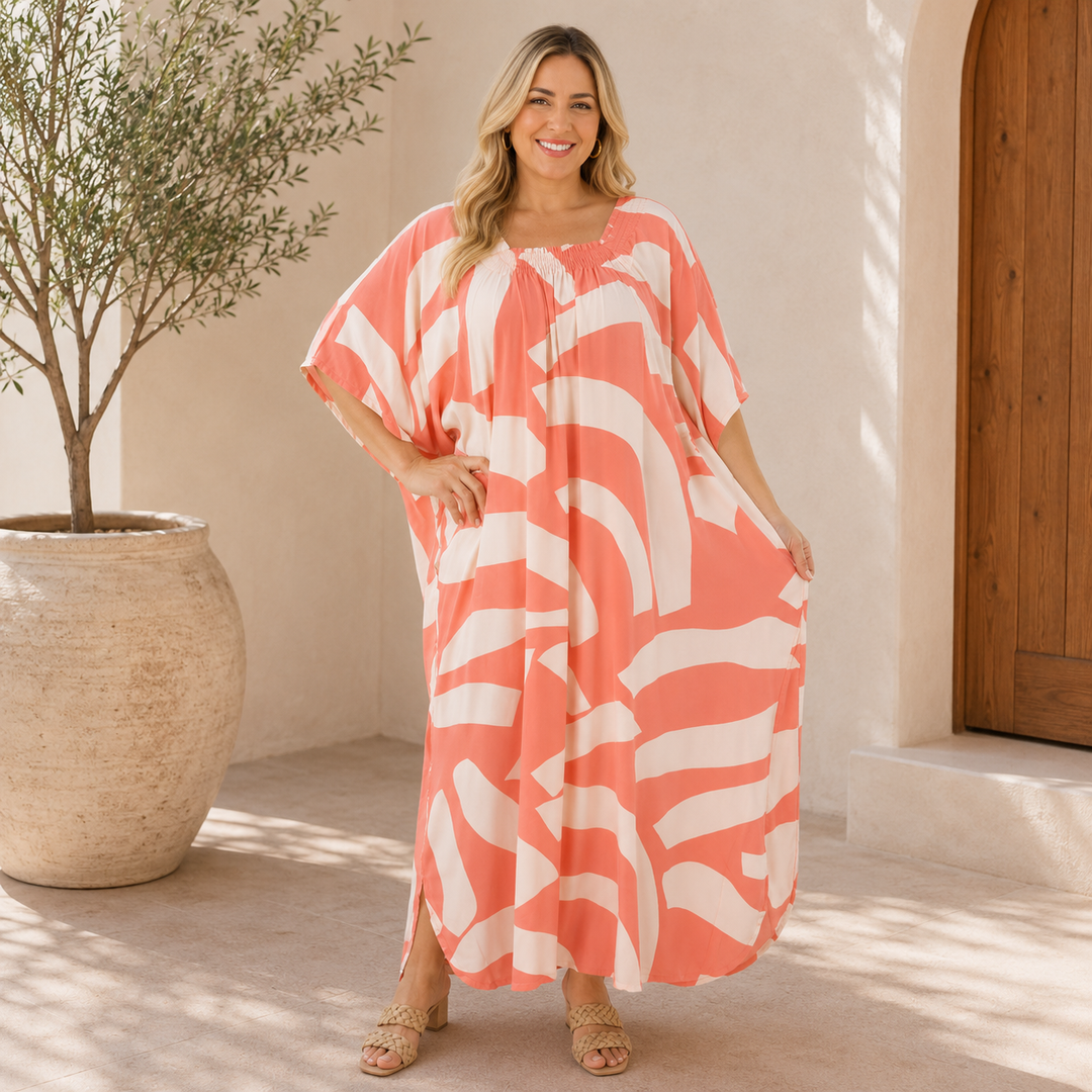 Maya Plus Size Luxe Geo  Kaftan Dress