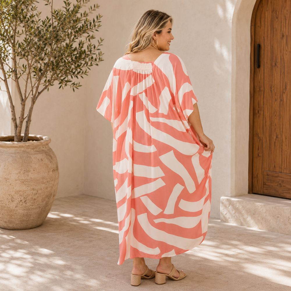 Maya Plus Size Luxe Geo  Kaftan Dress