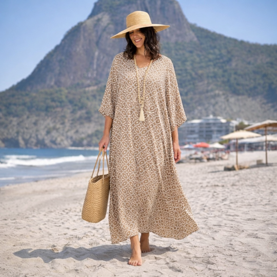 Taupe Links Maya Kaftan Dress one size fits AU 12-26
