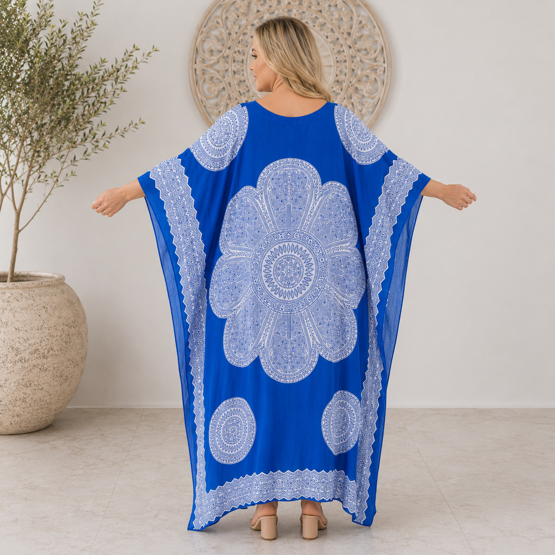Blue  Maya Bling Bling Kaftan one size fits AU 12-26