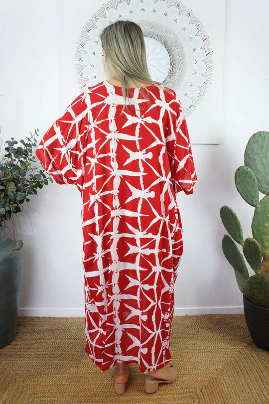 Red  Maya Kaftan Dress one size fits AU 12-26
