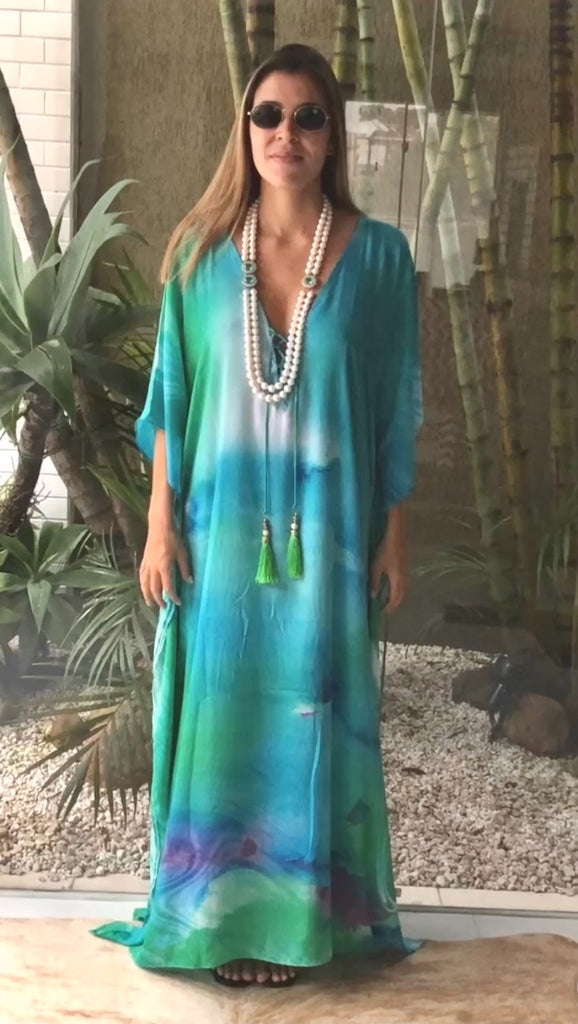 Coco Bella Milano’s Green Blue kaftan 12-20