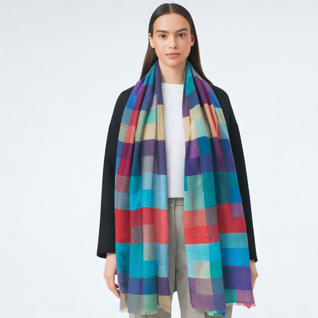 Julian Colour Zen Wool Silk Blend Wrap/ Scarf