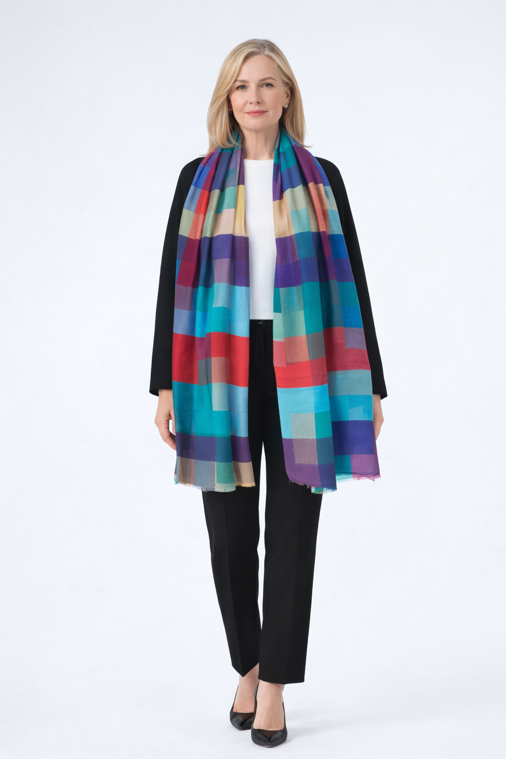 Julian Colour Zen Wool Silk Blend Wrap/ Scarf
