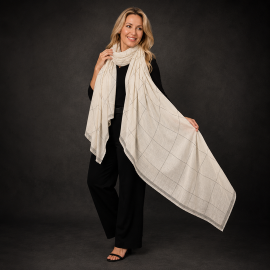 Julian Cashmere Bling Ivory Handwoven Wedding Wrap