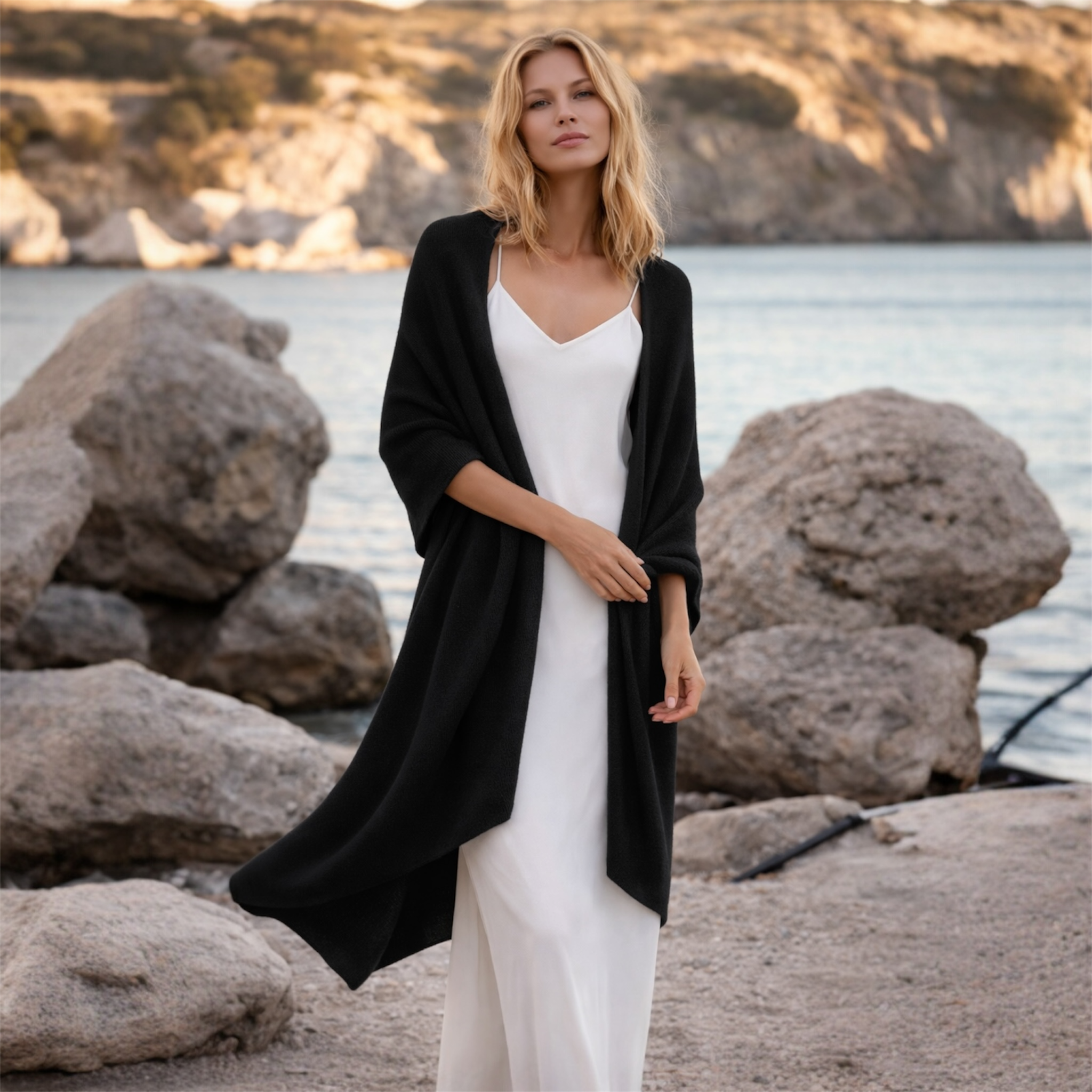 100% Cashmere 2 ply Knitted Julian Oversized Wrap -Unisex -20 Colours available