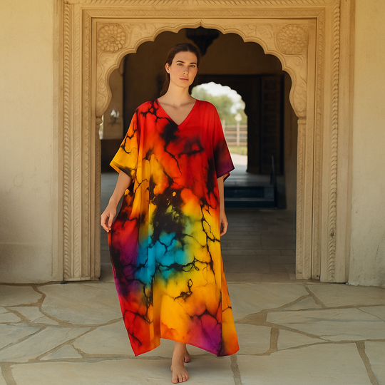 Tropical Holi Colour Long Kaftan Dress Sizes Available - AU 26-32