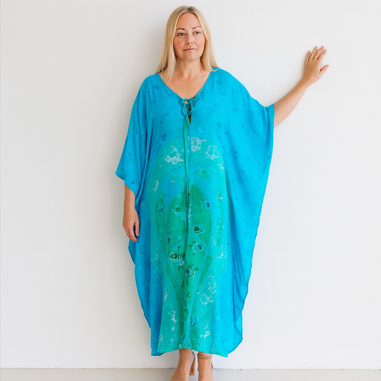 Coco Bella Spring Silk Aqua Green Milano kaftan-AU 12-20