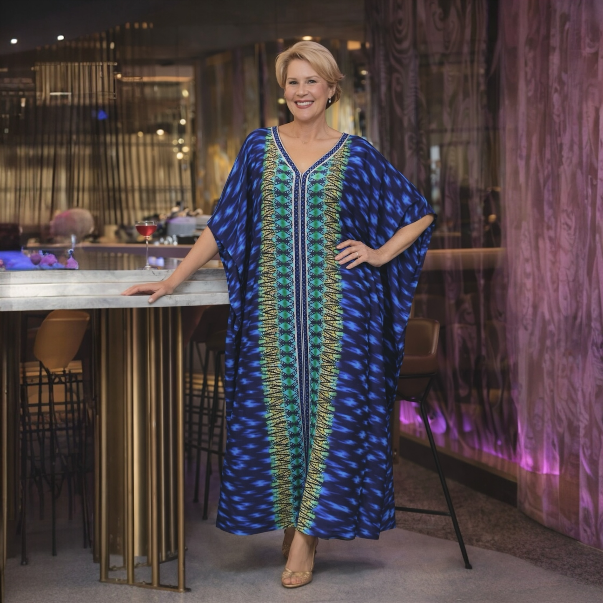 Maya NOIR Tropical Boho kaftan - Sizes -AU 14-30