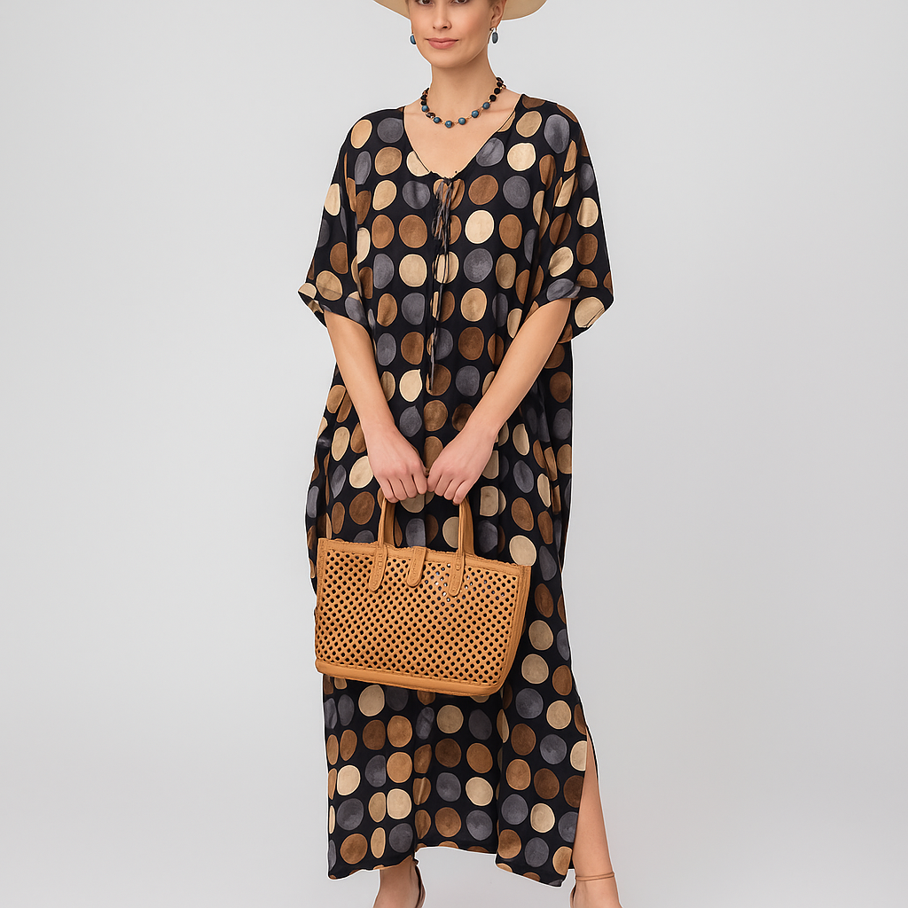 Maya Black Boho Polks kaftan - Sizes Available AU 14-30