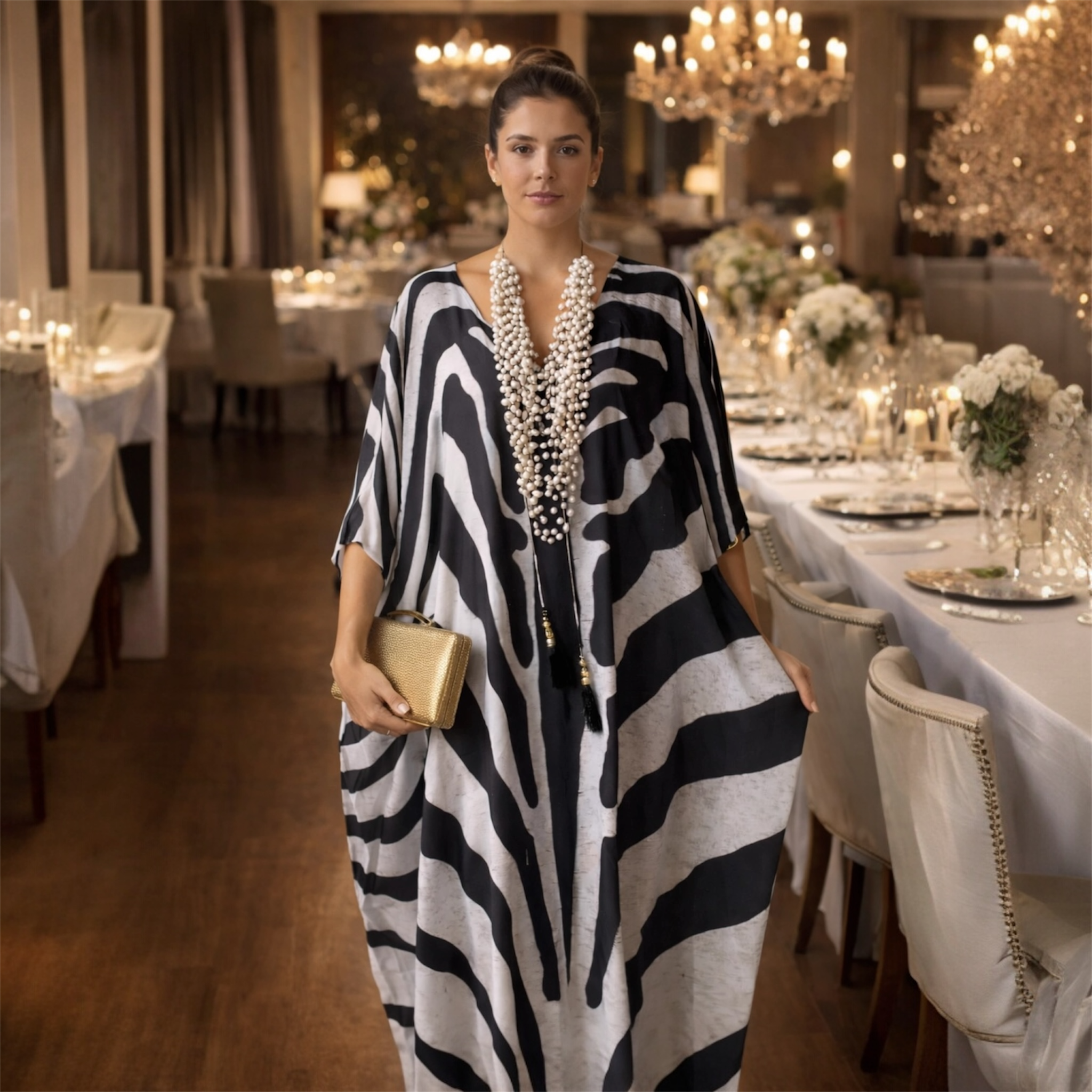 Coco Bella Milano’s Zeta White  kaftan 12-20