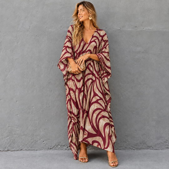 Maya Bohemian Merlot Premium Rayon kaftan - Sizes Available AU 14-32