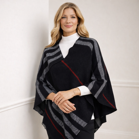 Diea Grey Black Winter Topper/ Poncho