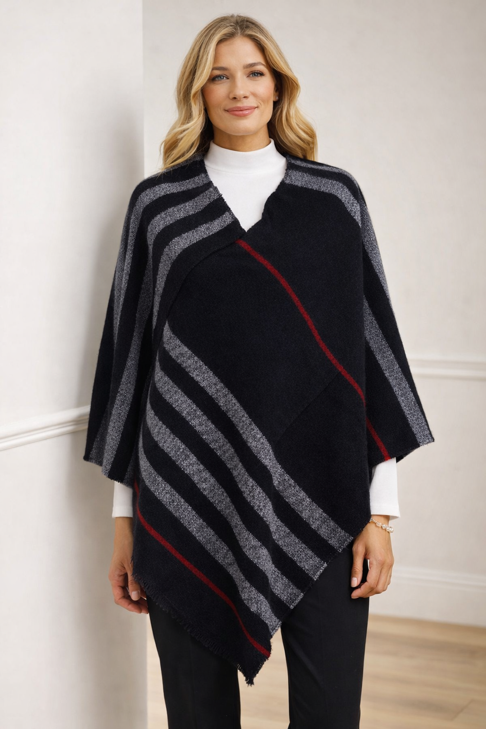 Diea Grey Black Winter Topper/ Poncho