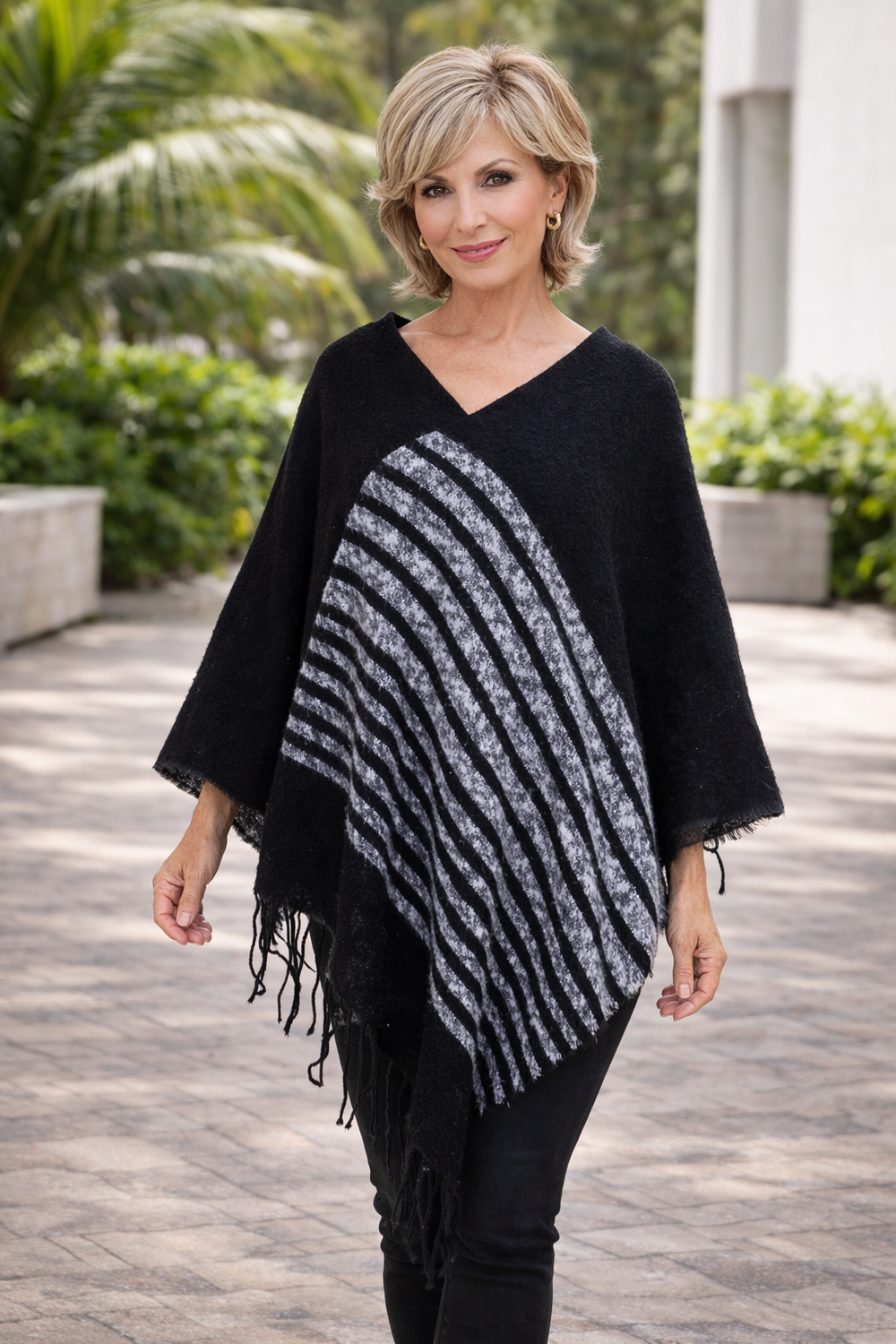 Diea Grey Black Winter Topper/ Poncho