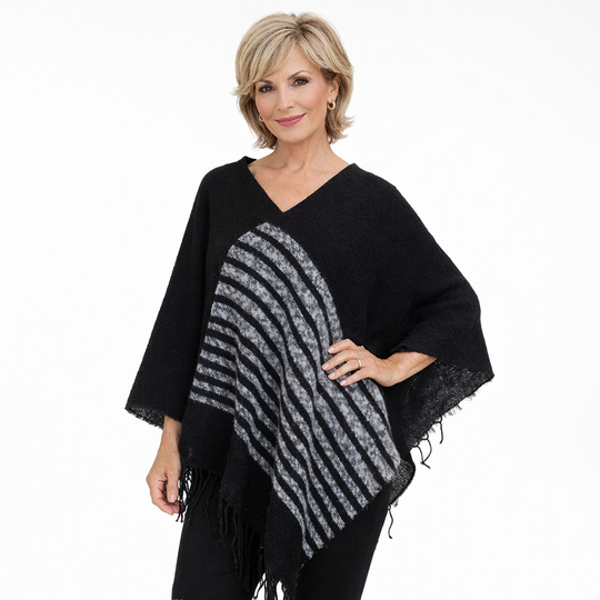 Diea Grey Black Winter Topper/ Poncho