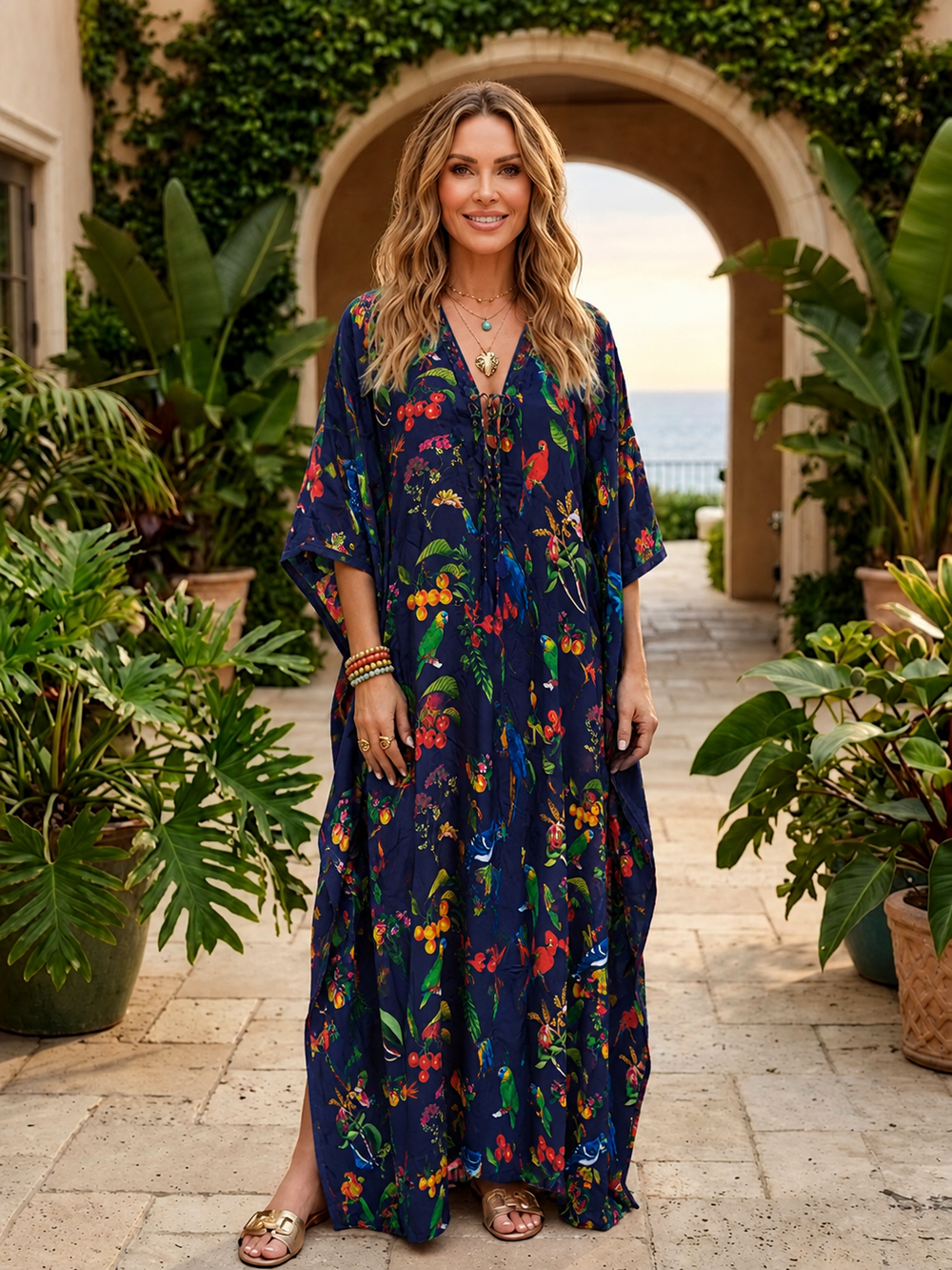 Coco Bella Milano’s Silk Tropical kaftan-Sizes Available AU 12-22