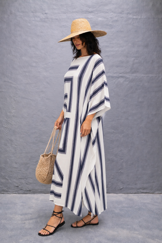 Maya Ivory Geo Kaftan Dress.Sizes Available AU 16-26