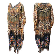 Elegant Plus Size Silk Mix Kaftan with Embellishments