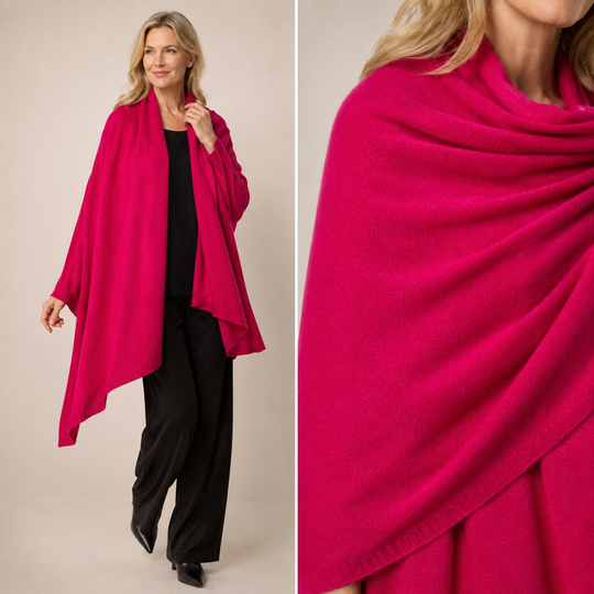 100% Cashmere 2 ply Knitted Julian Oversized Wrap -Unisex -30 Colours available