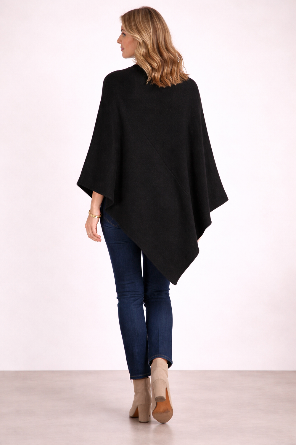 Black DIEA Wool Blend Poncho One Size AU 8-18