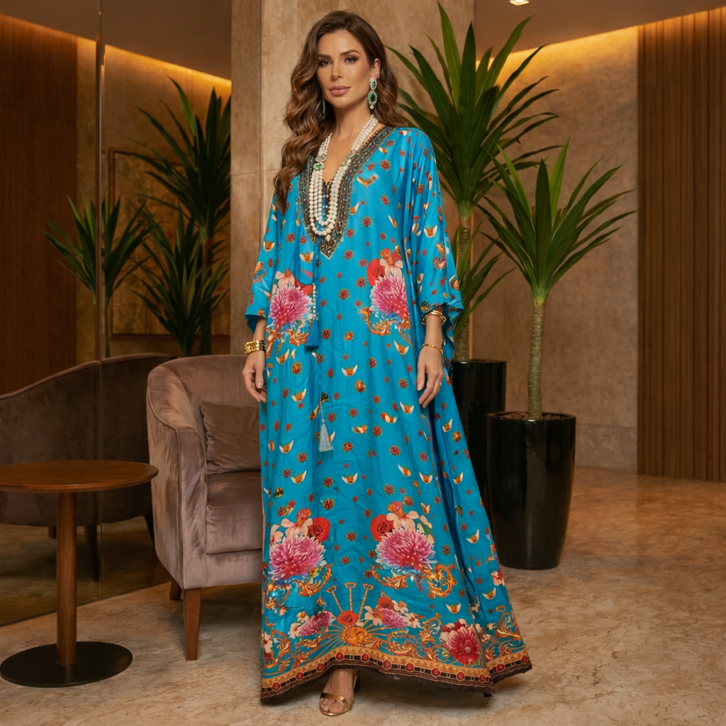 Coco Bella Silk Luxe kaftan.Sizes Available AU 12-28