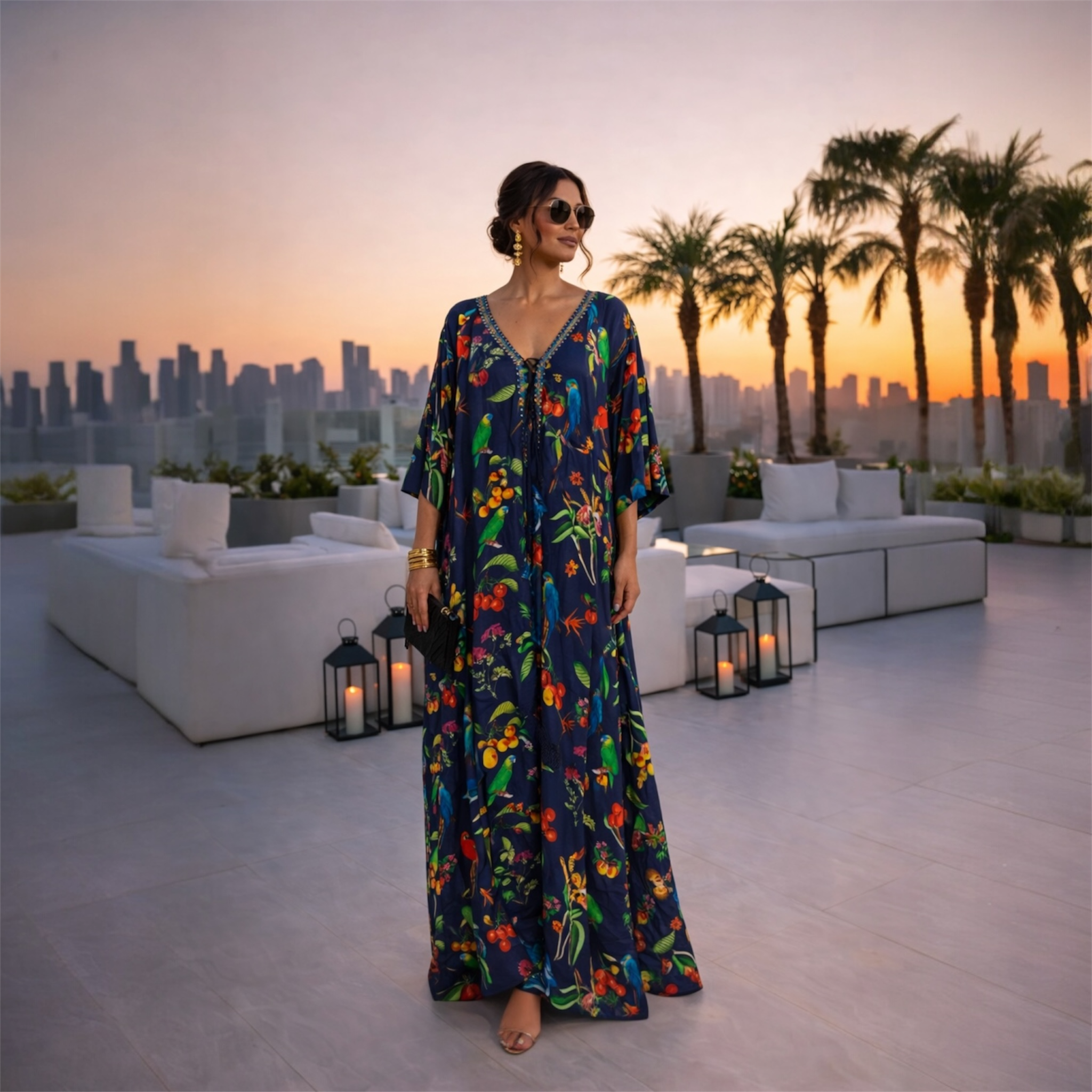 Coco Bella Navy Silk Milano kaftan-AU 12-20