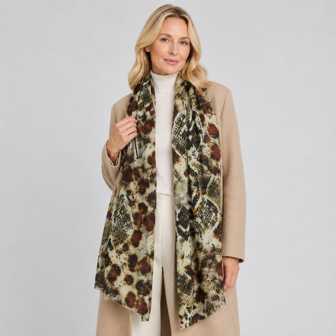 Cashmere Ultra fine Julian Scarf Brown Rio