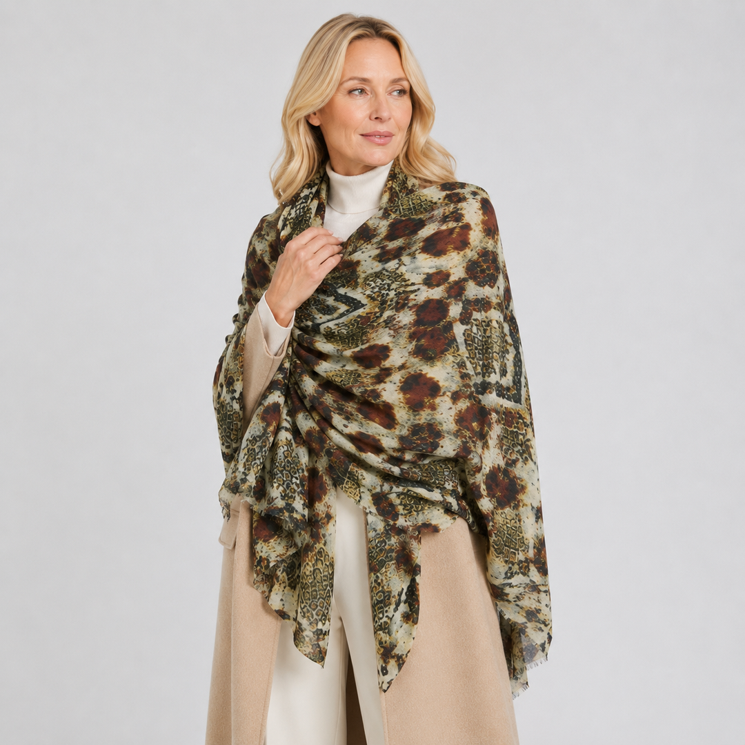 Cashmere Ultra fine Julian Scarf Brown Rio