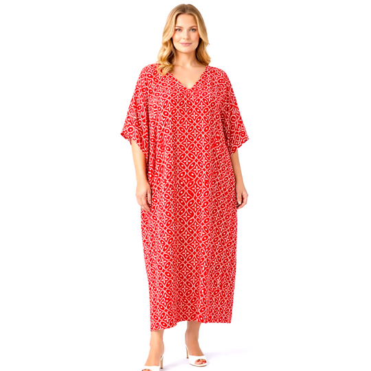 Maya Long Kaftan Red Links O/S AU 16-26