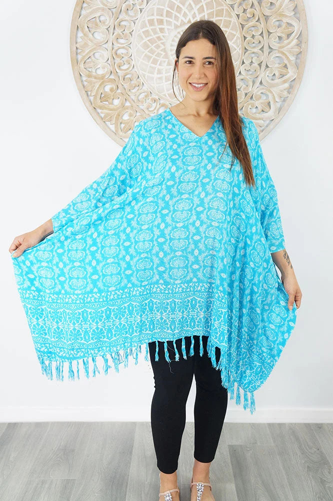 Tropical Maya Top Tunic Coverup Kaftan OFSA 14-26