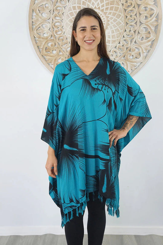 Tropical Maya Top Tunic Coverup Kaftan OFSA 14-26