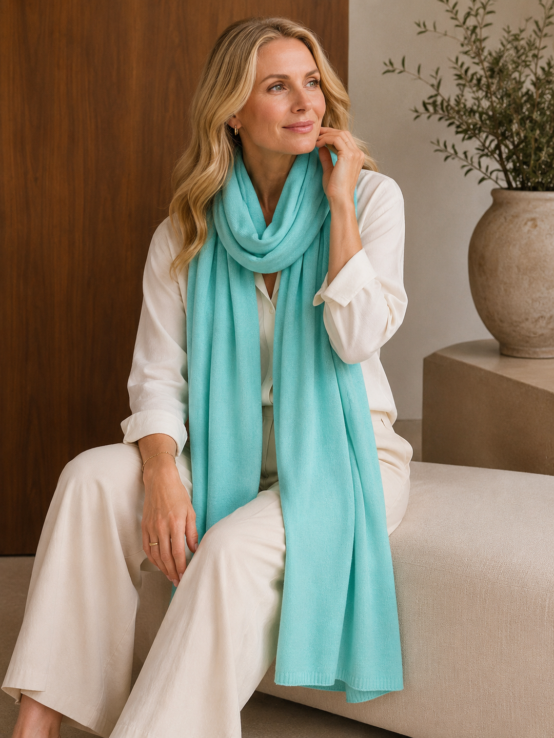 Julian Ocean Blue Blue Cashmere Wrap