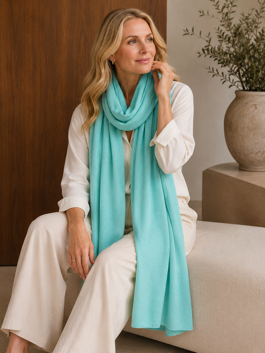 Julian Ocean Blue Blue Cashmere Wrap