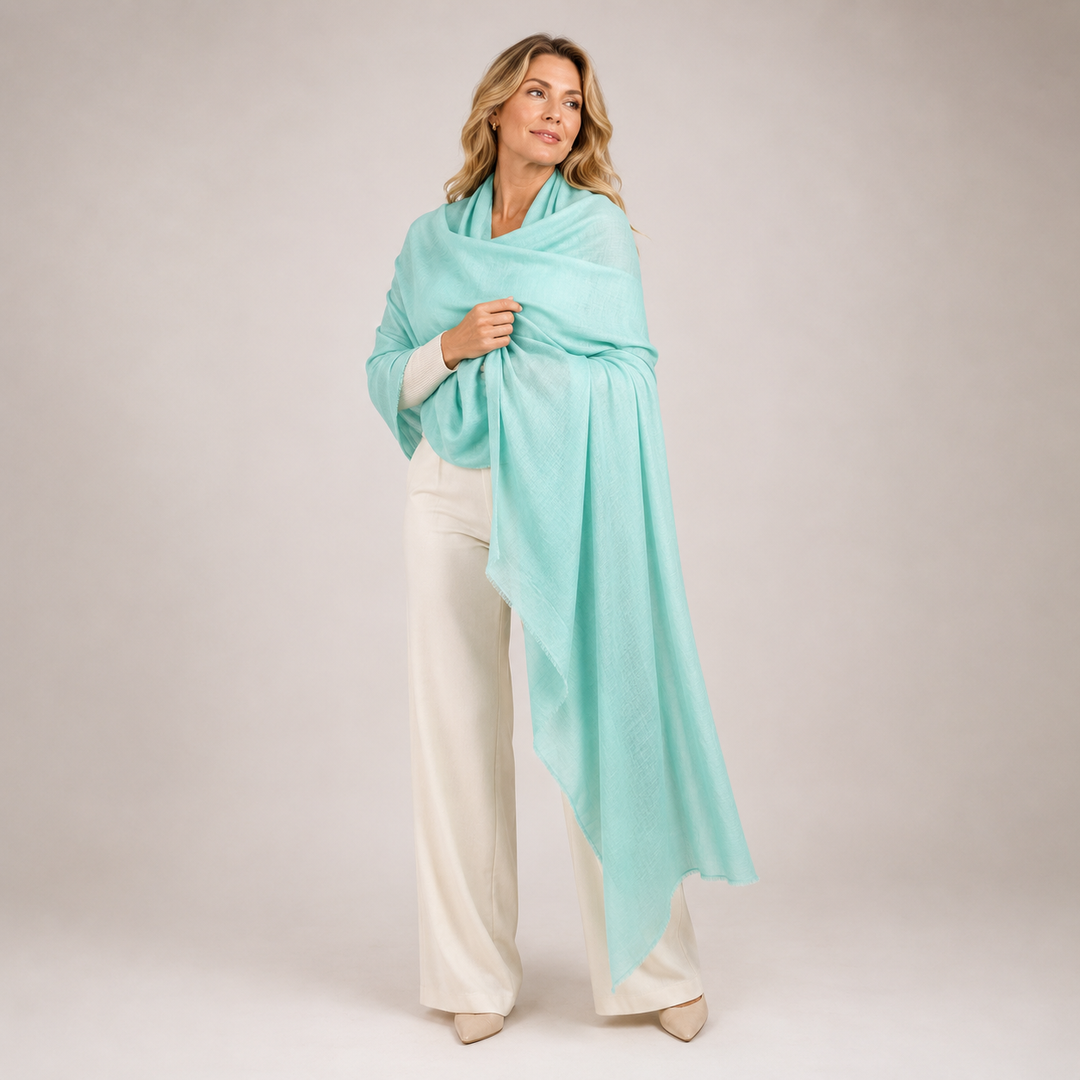 Julian 100% Cashmere Ultra fine  oversized scarf/ wrap/ shawl-Ice Mint