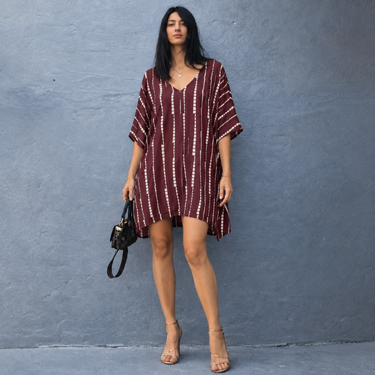 Burgundy Maya Short Kaftan Top Tunic Sizes Available AU 14-30