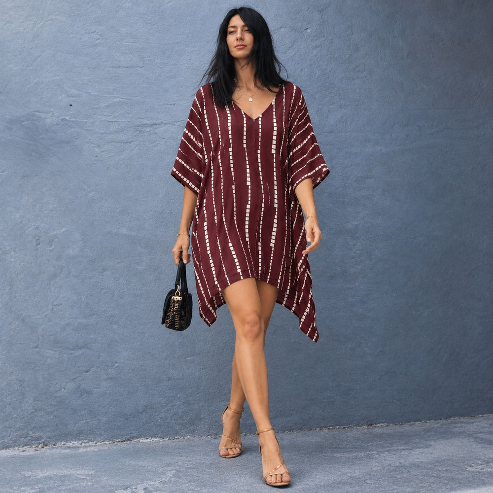 Burgundy Maya Short Kaftan Top Tunic Sizes Available AU 14-30