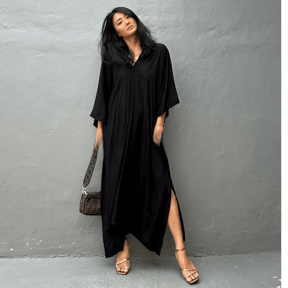Coco Bella Black Plain Kaftan 12-20