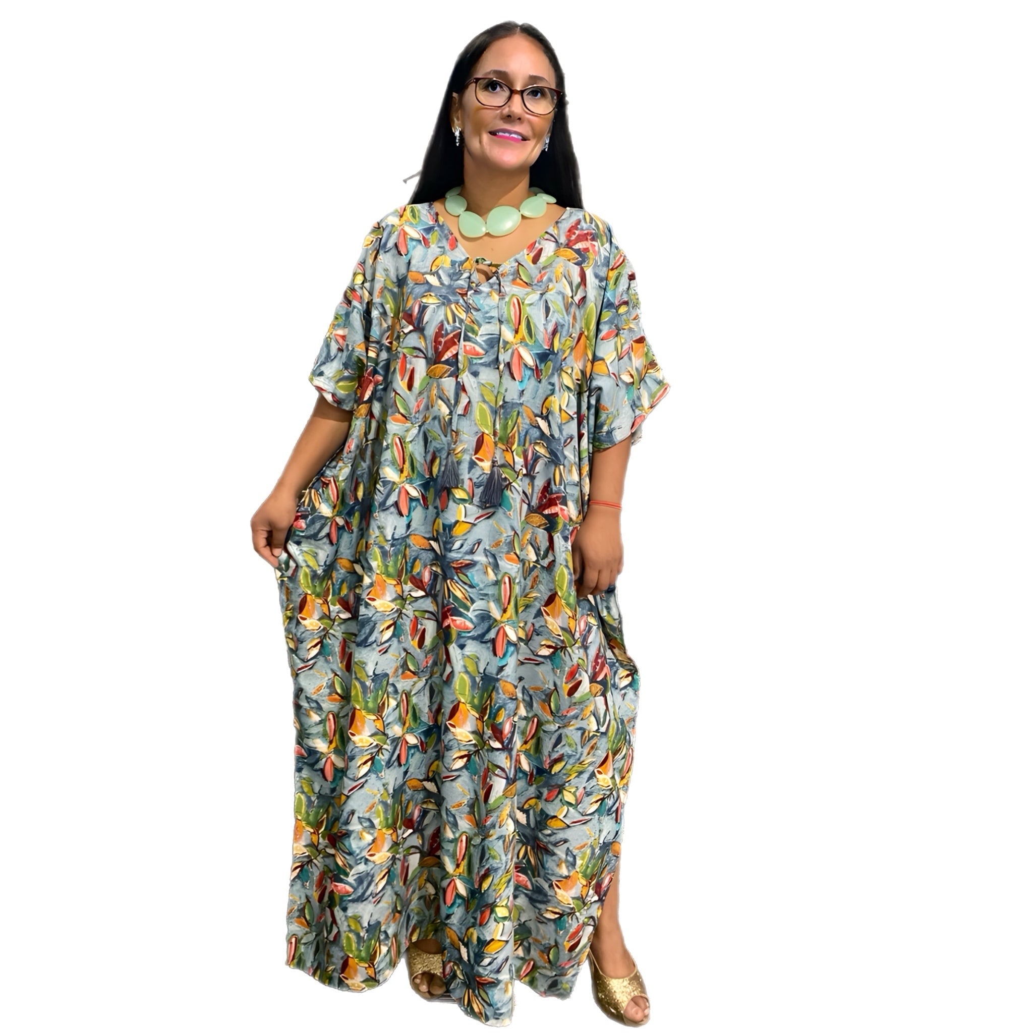 Tropical Resort Cotton Bamboo Maxi Dress