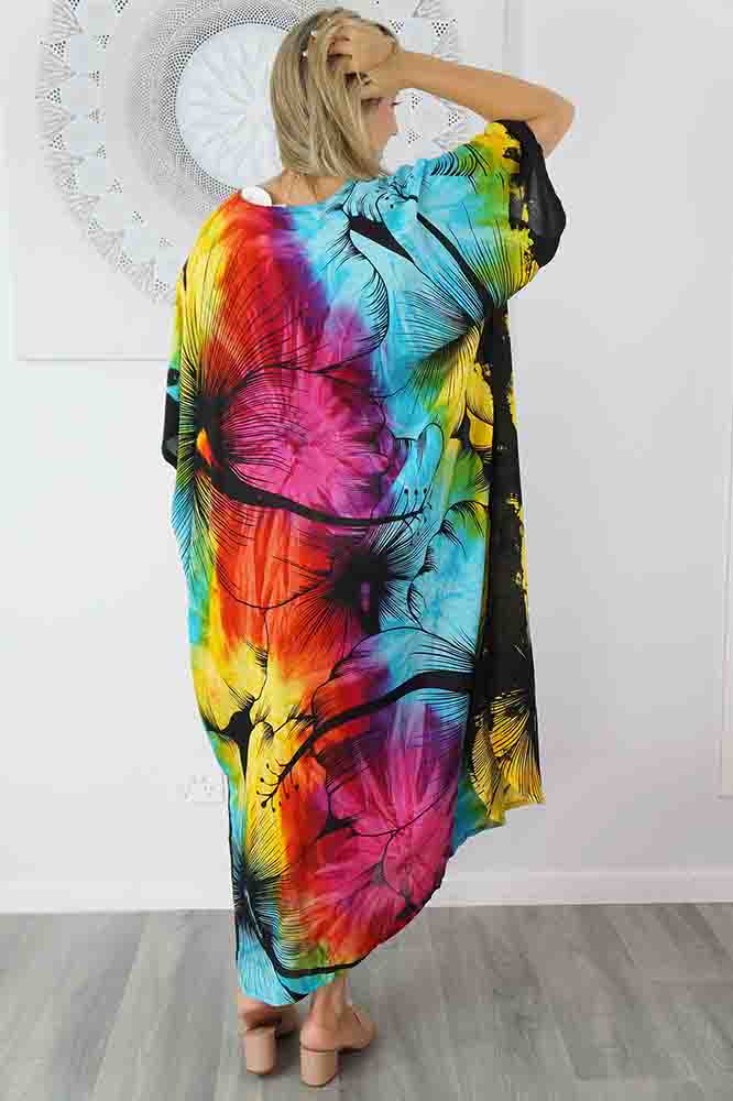 Rainbow Maya Kaftan Dress one size fits AU 12-26