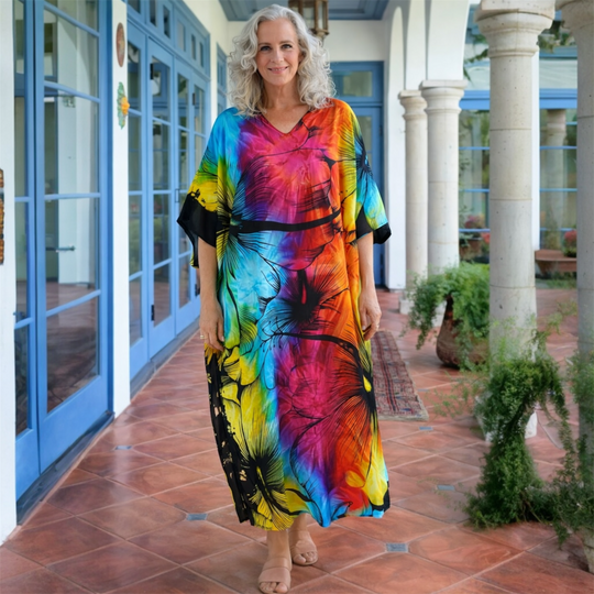 Rainbow Maya Kaftan Dress one size fits AU 12-26