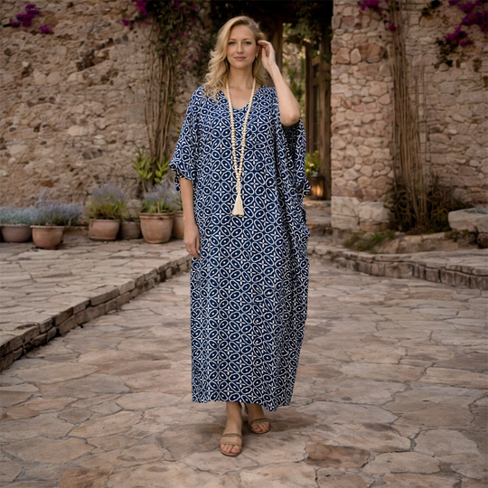 Maya Long Kaftan Navy Links-OFSA AU 12-26